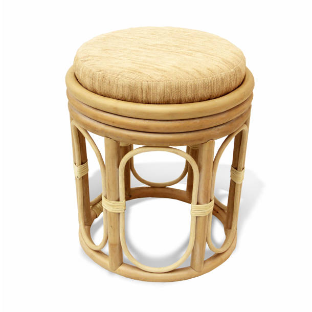 Bayou Breeze Adero Rattan Vanity Stool | Wayfair