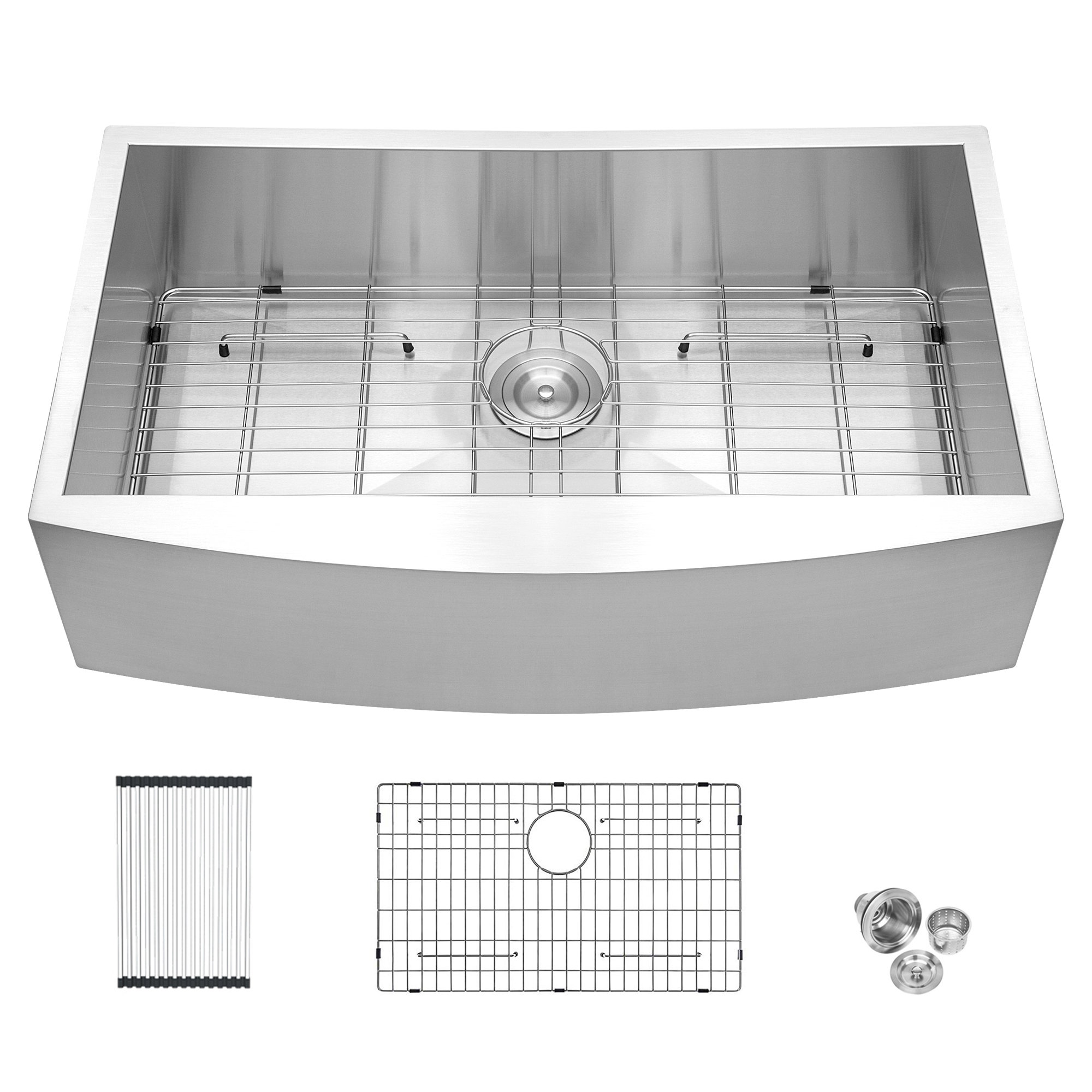 Lordear 33 Inch Kitchen Farmhouse Sink Apron Front Stainless Steel 18