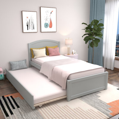 Twin Solid Wood Platform Bed with Trundle