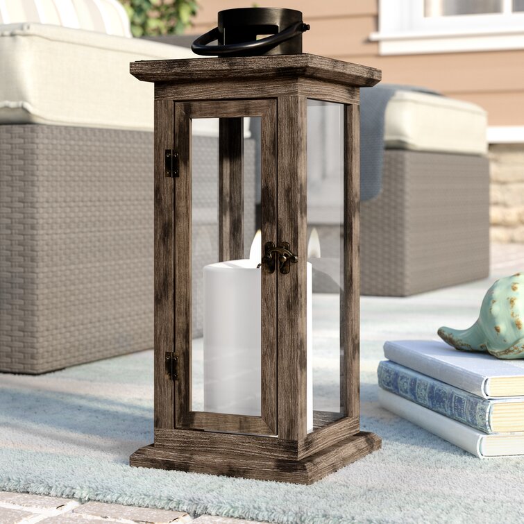 15 Rustic Weathered Wood Garden Pillar Candle Lanterns Use Indoors or Outdoors 