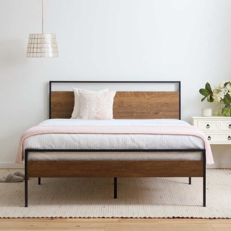 olivia metal and wood platform bed