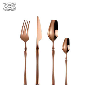 20-Piece Rose Gold Copper Flatware Cutlery Set Reflective Stainless Steel 20-Piece Rose Gold Copper Flatware Cutlery Set Reflective Stainless Steel