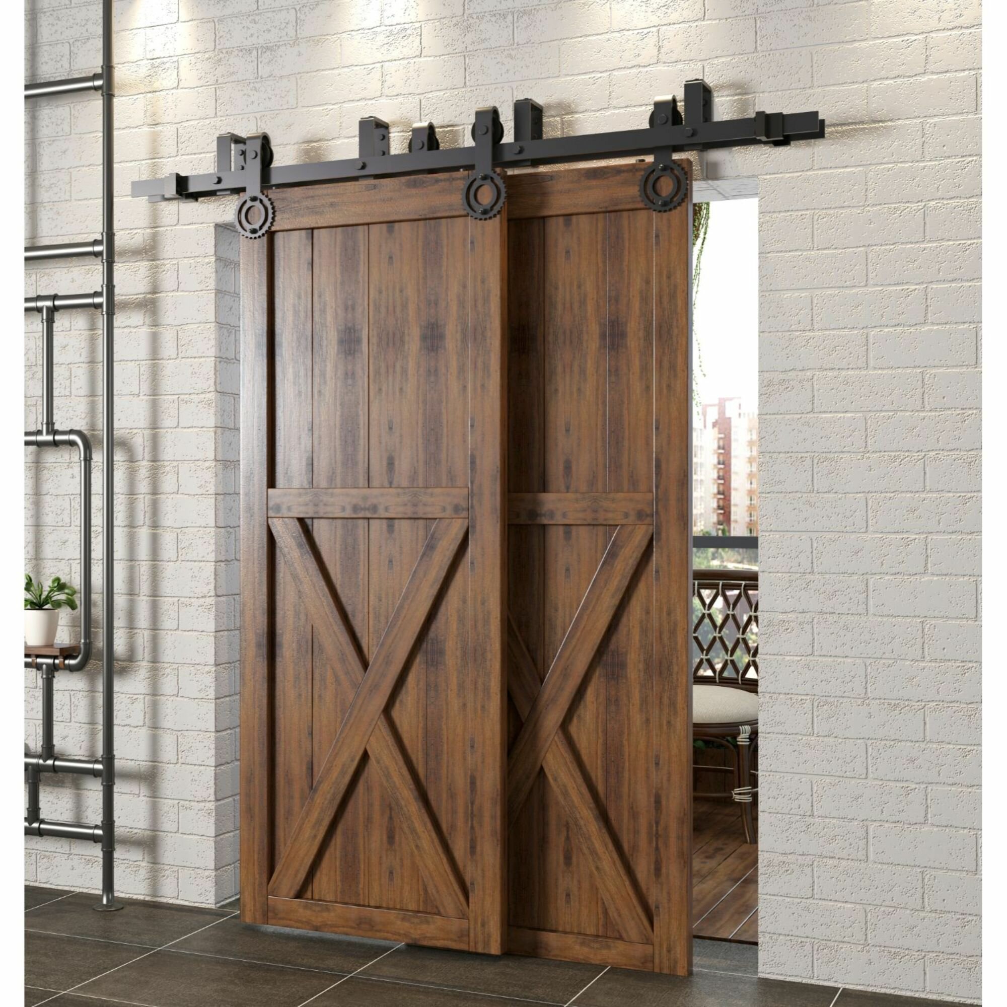 double track barn door hardware kit