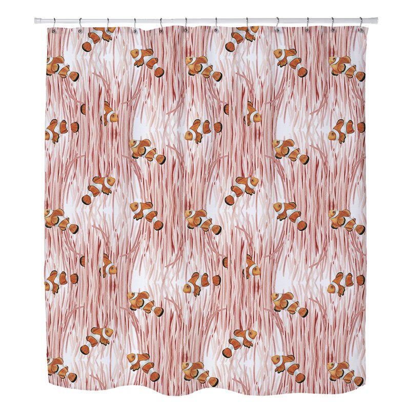 coral and brown shower curtain