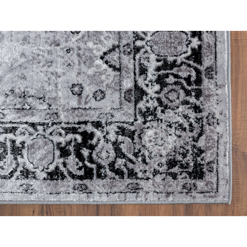 World Menagerie Bessoir Power Loom Black Ivory Rug Wayfair