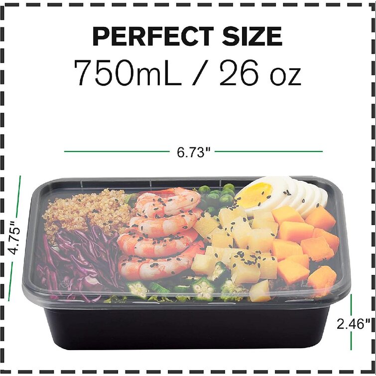 26oz Microwavable Meal Prep Container Plastic Food Storage Reusable Lunch Box