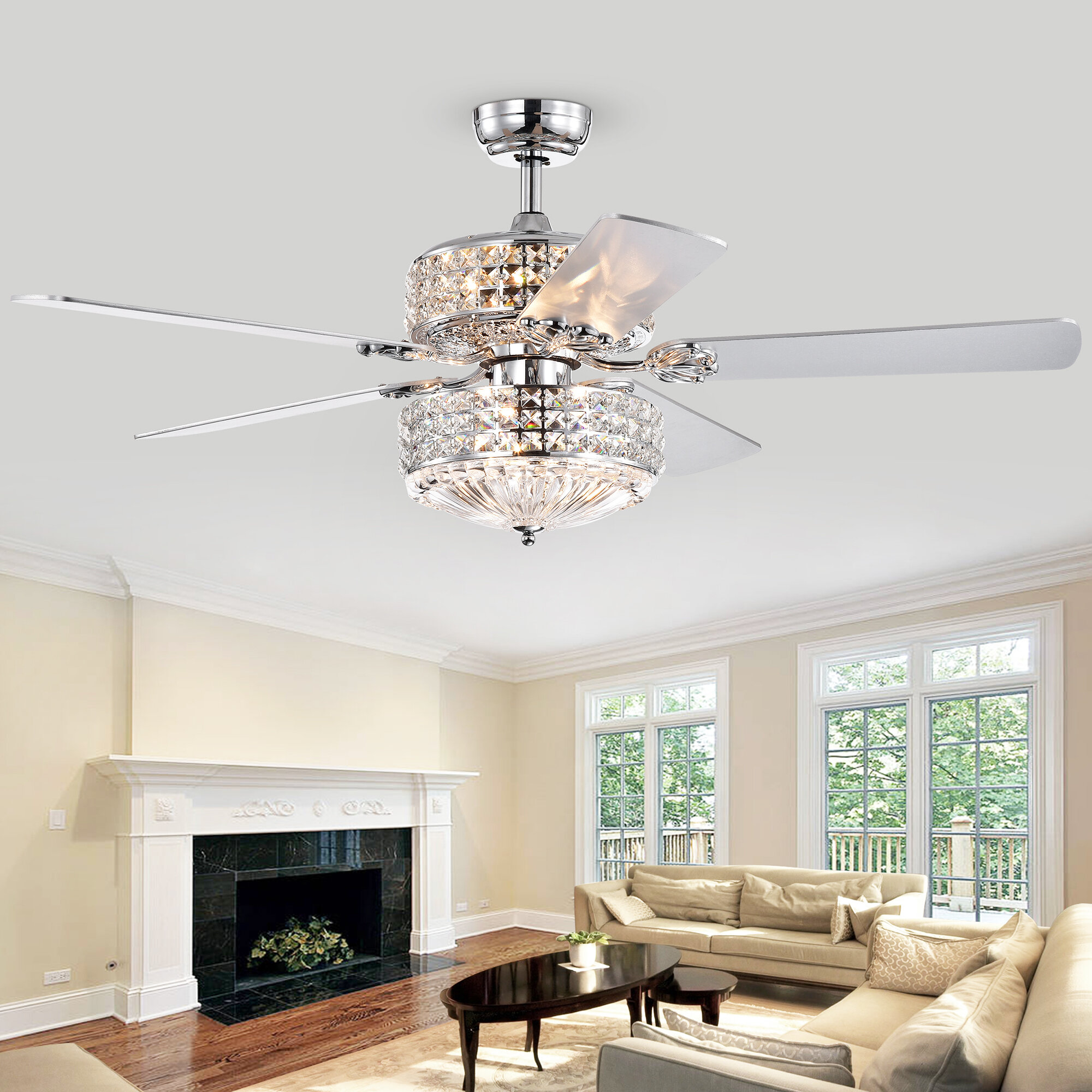 Pitzer 5 Blade Lighted Ceiling Fan With Remote Light Kit Included