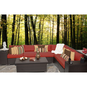 Barbados 9 Piece Rattan Sectional Set with Cushions