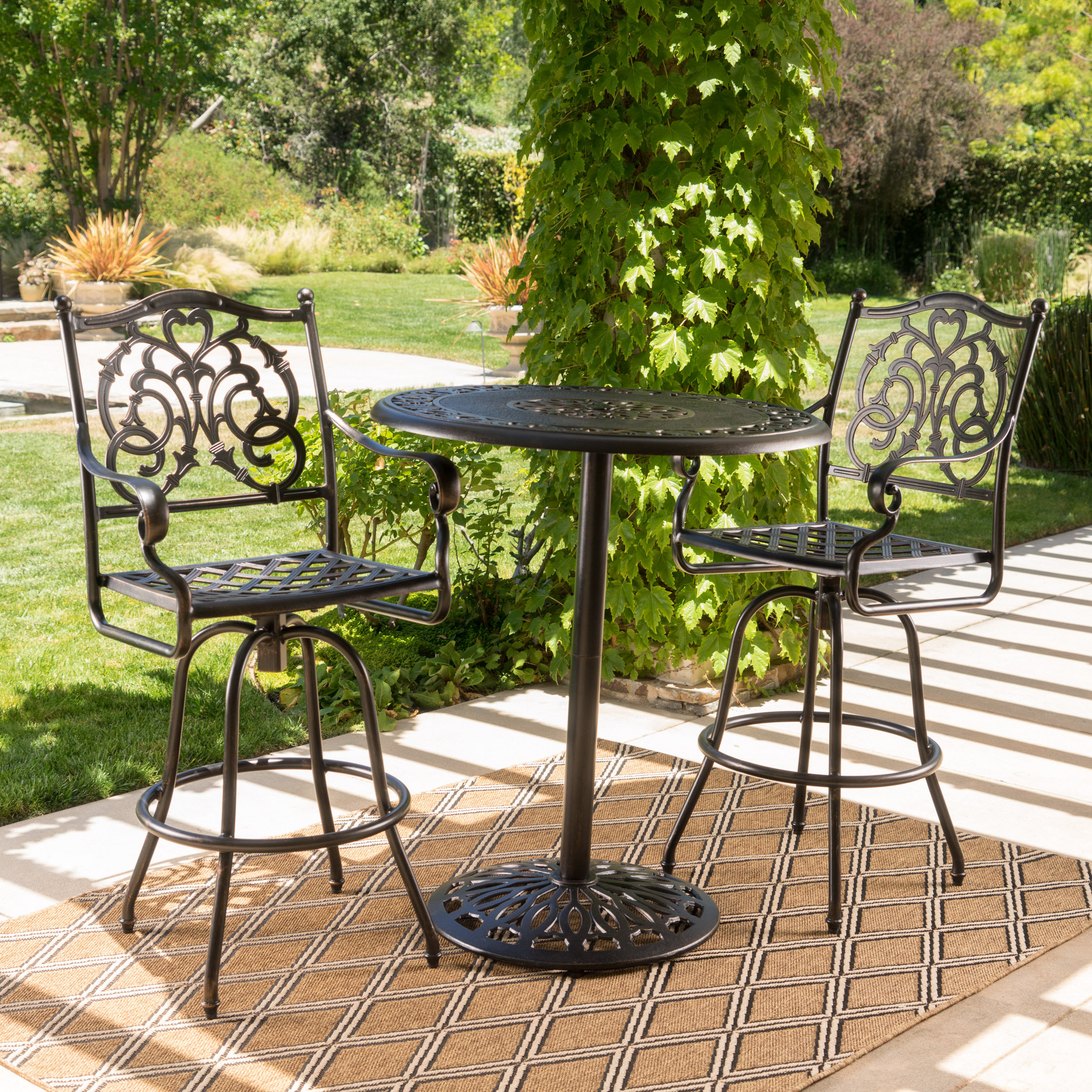 Astoria Grand Ainsworth Outdoor Cast Aluminum Bar Set Wayfair