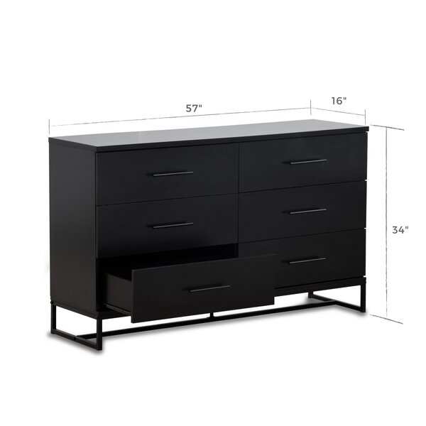 Steelside™ Maubara 6 Drawer 54'' W Double Dresser & Reviews | Wayfair