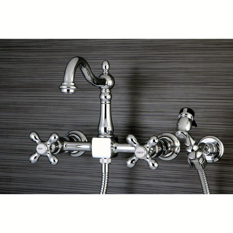 Kingston Brass Heritage Double Handle Wall Mount Kitchen Faucet with