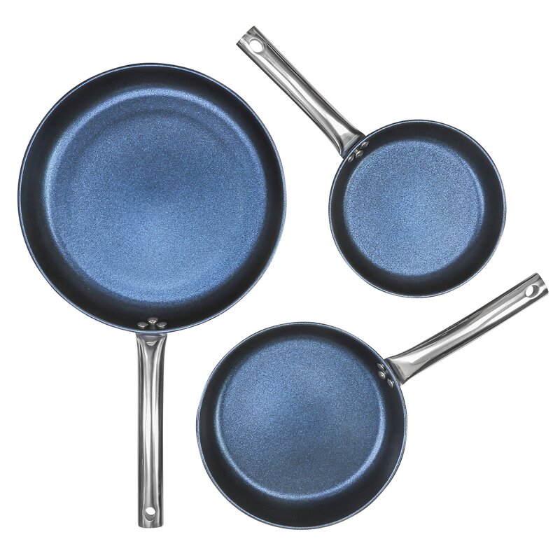 CONCORD 3 PCS Sapphire Nonstick Coated Cookware Frying Pan Induction Compatible
