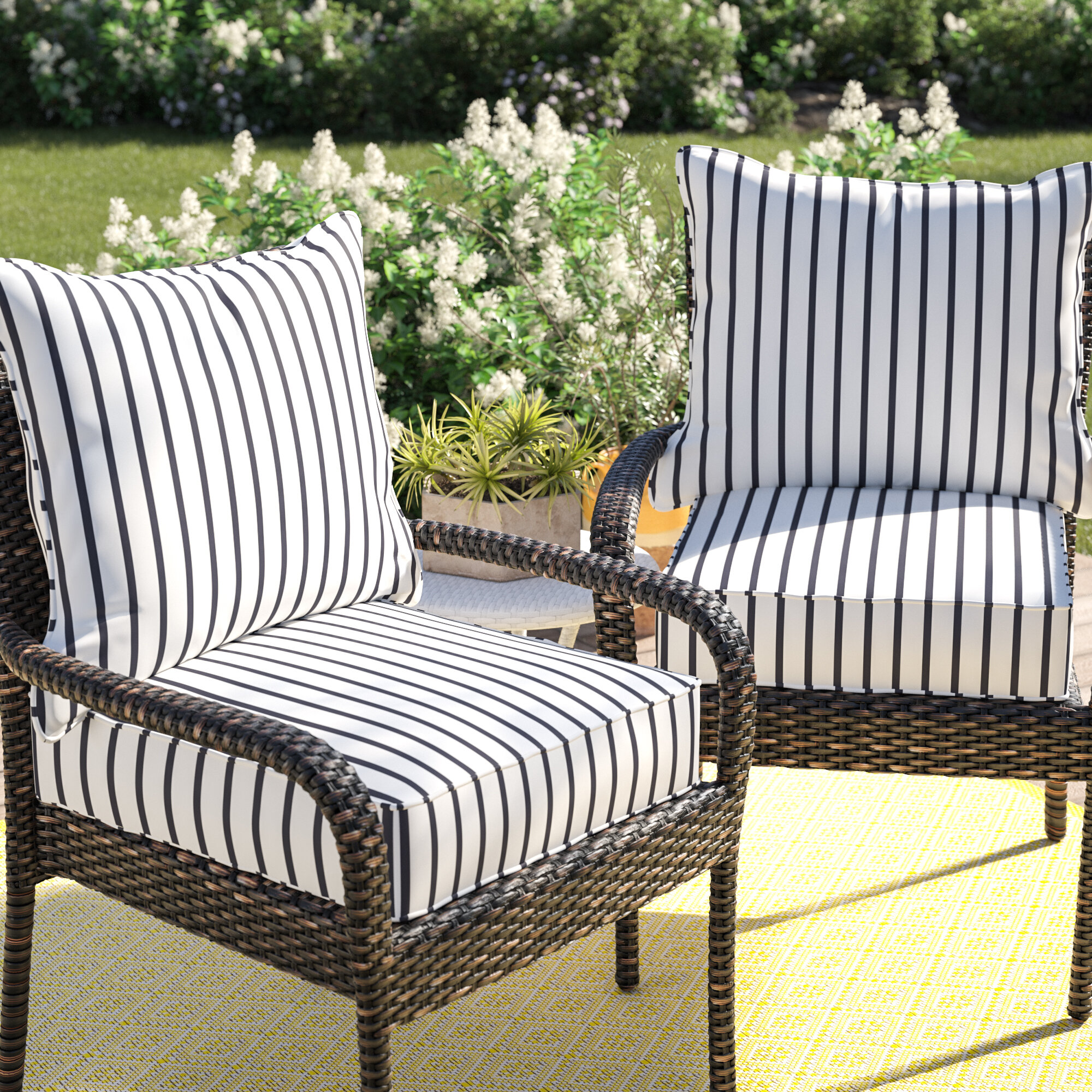Mercer41 Whitten Stripe Indoor Outdoor Sunbrella Lounge Chair