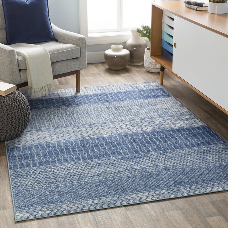 World Menagerie Janiya Power Loom Blue Rug & Reviews | Wayfair.co.uk