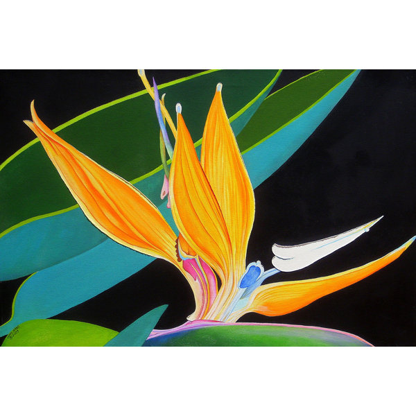 Bay Isle Home Bird Of Paradise Acrylic Painting Print On Canvas
