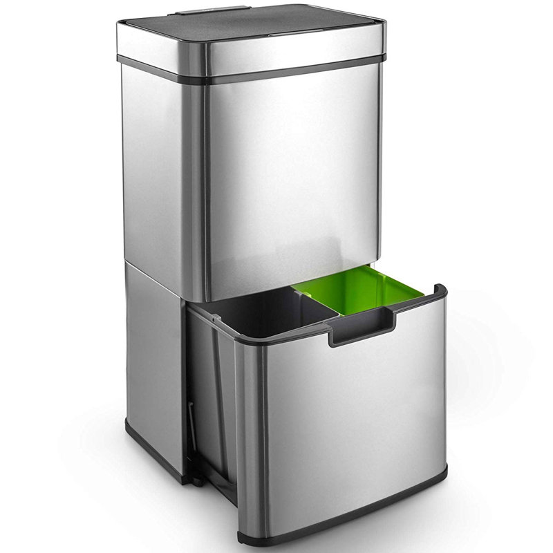 Caynel Stainless Steel 16 3 Gallon Motion Sensor Recycling Bin Reviews Wayfair