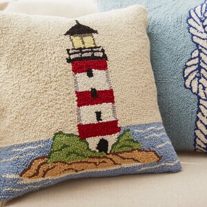 Beach Light Tower Hook Wool Throw Pillow