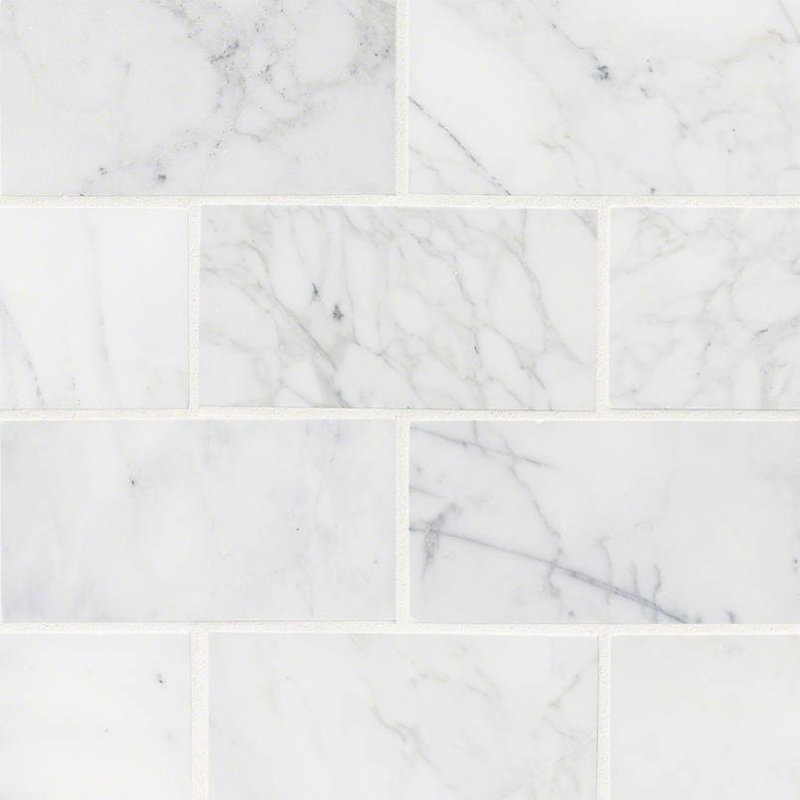 Calacatta Cressa Honed 3" x 6" Marble Subway Tile in White