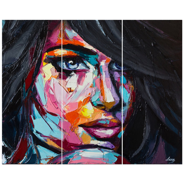 East Urban Home Woman Portrait Wave Of Shadow Oil Painting Print