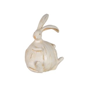 White Fat Wooden Bunny Figurine