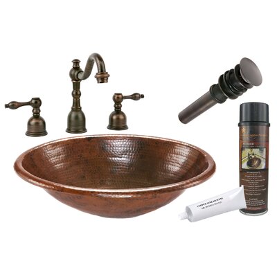 19/" Oval Copper Self Rimming Drop in Bathroom Sink with LT DRAIN