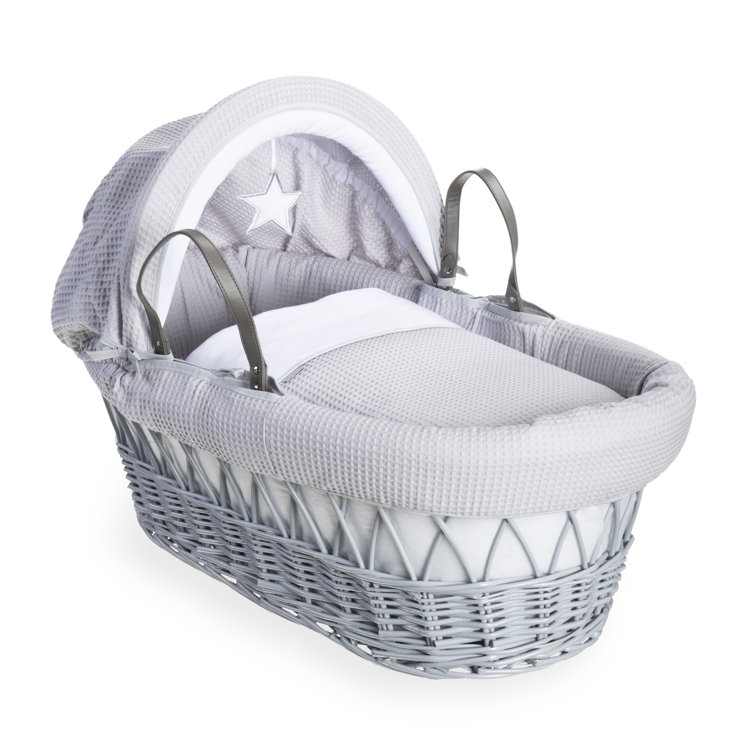 gray wicker moses basket