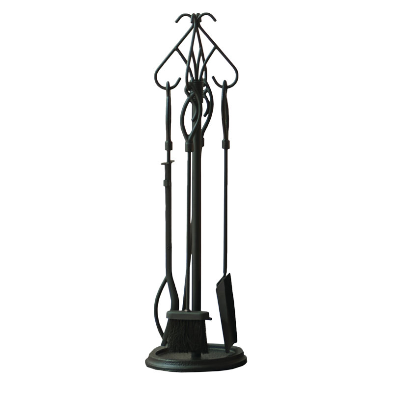 5 Pieces Winter Iron FirePlace Tools Set Warm Cold Fire Grip Ball Handles Spring