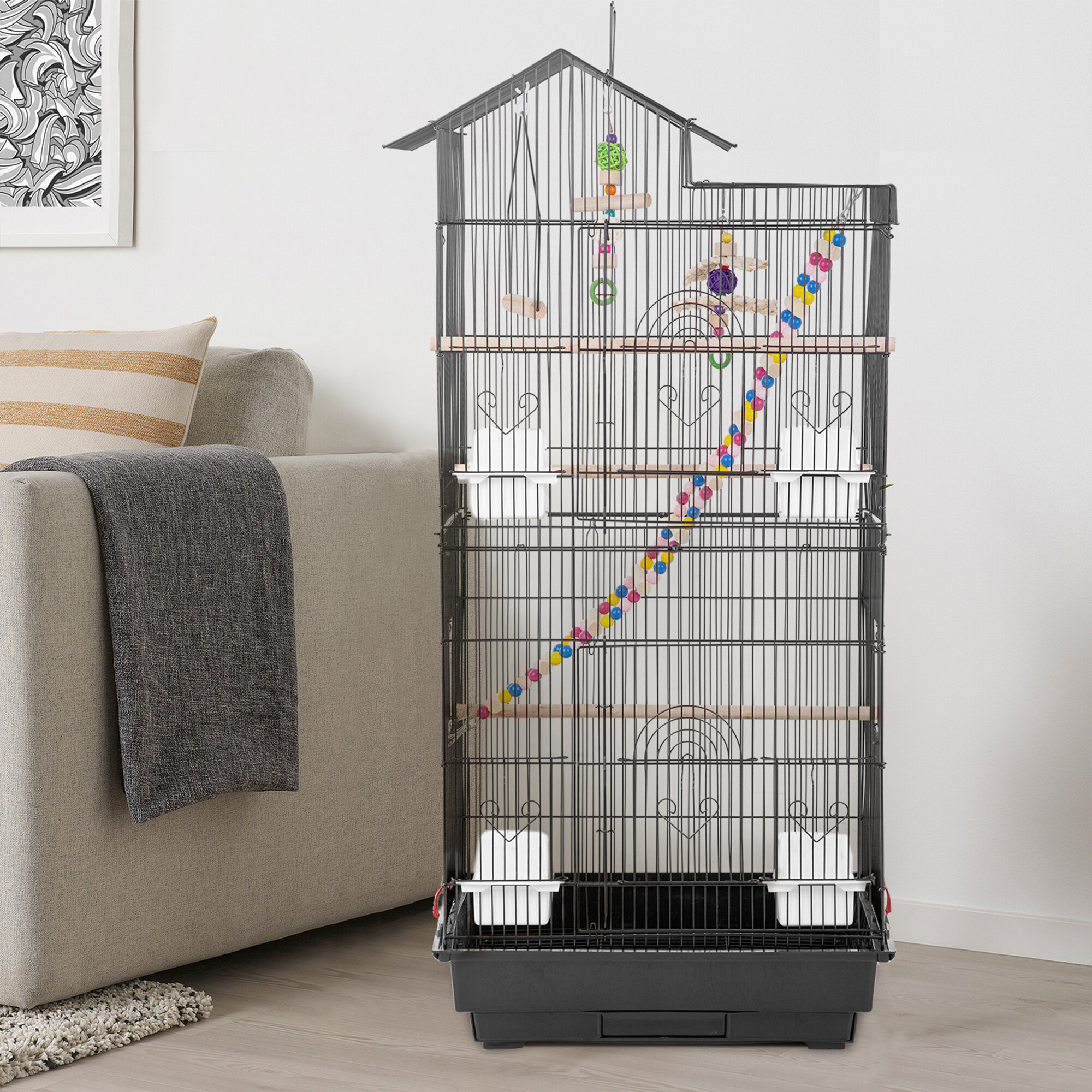 Parrot Wood Bird Toy Ladder Parakeets Toys cage Cages Cockatiel Canaries Finches 