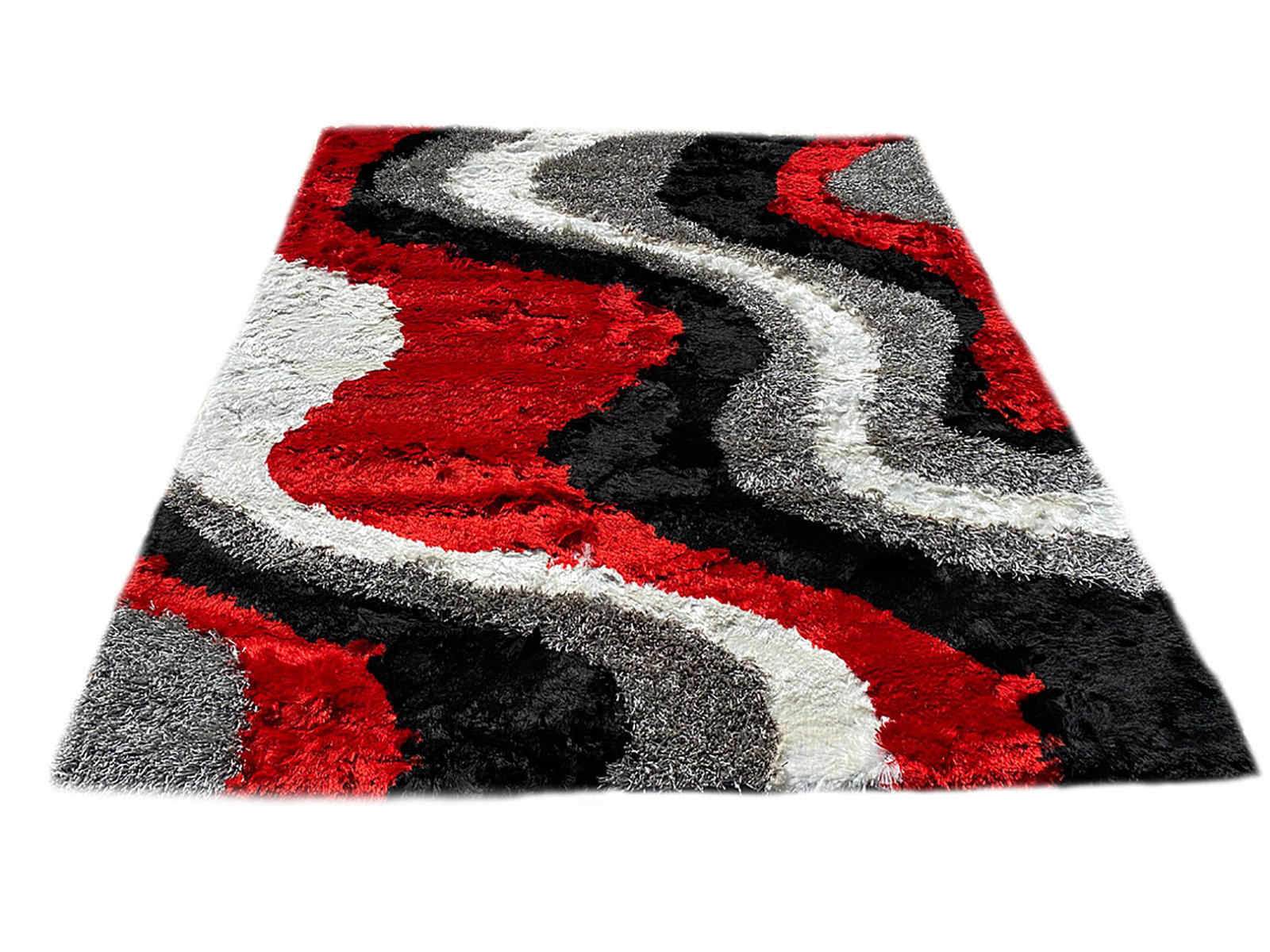 Orren Ellis Albane Abstract Shag Red/Black/White Area Rug | Wayfair