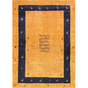 Gabbeh Hand-Knotted Gold Area Rug