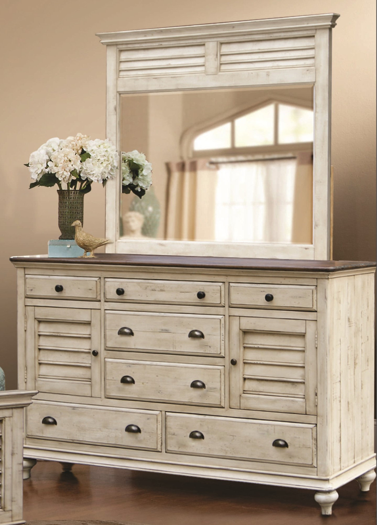 Gracie Oaks Kennington 7 Drawer Combo Dresser With Mirror 7 Drawer Combo Dresser With Mirror