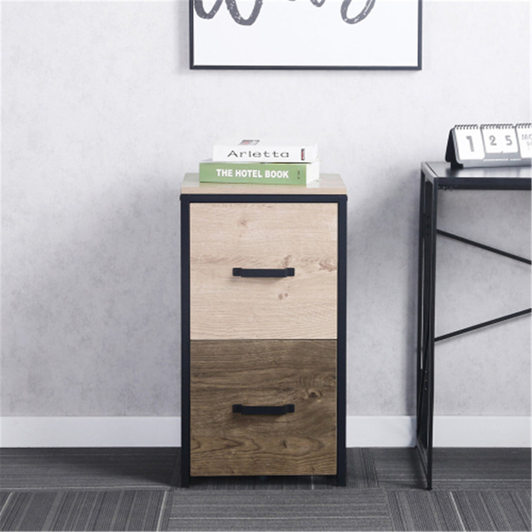 17 Stories 2 Drawer Wood File Cabinet Mdf Vertical Storage Cabinet For Letter Legal Size Wooden Filing Cabinet For Home Office Brown Mdf Wayfair
