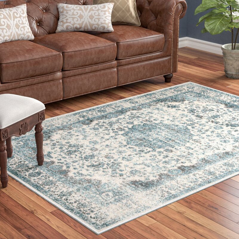 Astoria Grand Barlett Medium Gray/Teal Area Rug & Reviews | Wayfair