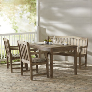 Densmore Rectangular Dining Table, Bench and Armchair Set