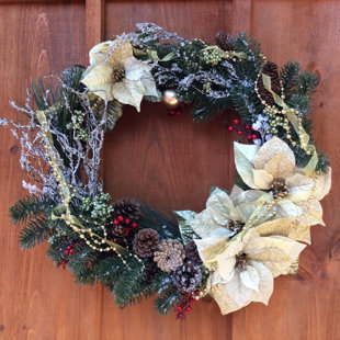 Outside Front Door Wreaths Wayfair Front Door 25 Poinsettia Wreath
