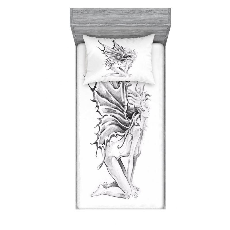 East Urban Home Pencil Drawing Nude Fairy Opening Its Angel Wings Sheet Set Wayfair Ca Pencil sketch your photo is a free online tool, where it make your photo to pencil sketch in a single click. wayfair ca