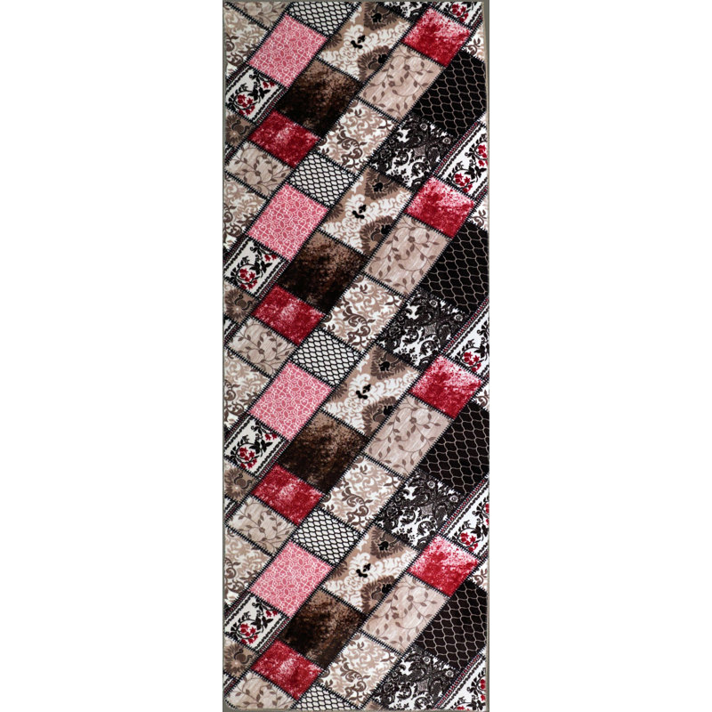 Winston Porter Tibbetts Print Absorbent Soft Dark Brown Area Rug Wayfair