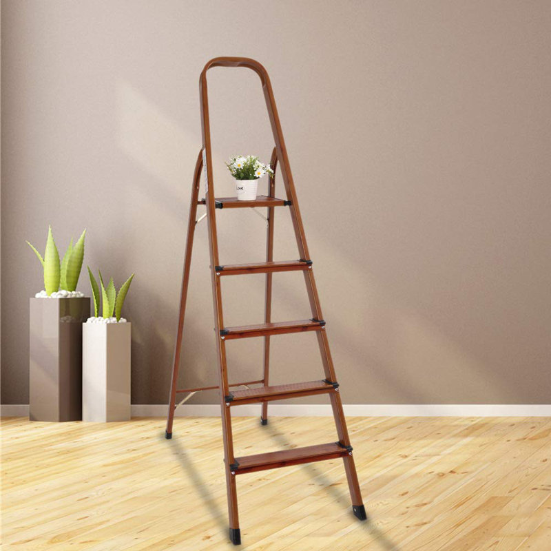 Wfx Utility Shanklin 5 51 Ft Wood Step Ladder With 300 Lb Load Capacity Wayfair