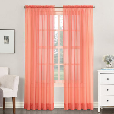 Charlton Home Emily Solid Color Sheer Rod Pocket Window Single