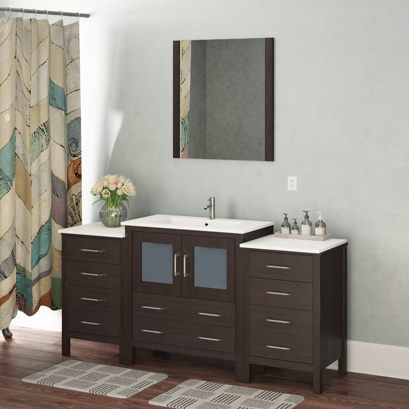 Brayden Studio Stanardsville 68 Single Bathroom Vanity Set With Ceramic Top And Mirror Wayfair