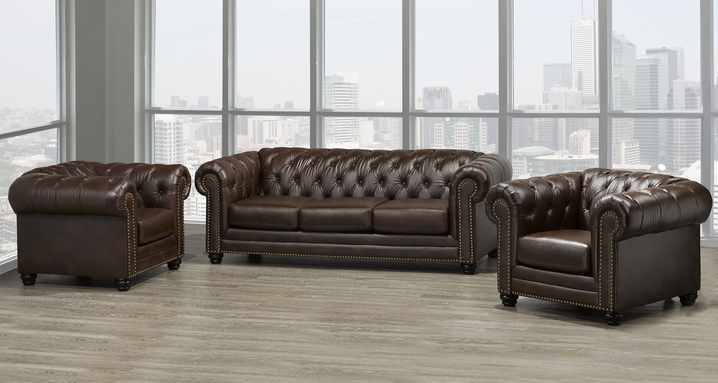 Astoria Grand Ornellas 3 Piece Leather Match Living Room Set Wayfair