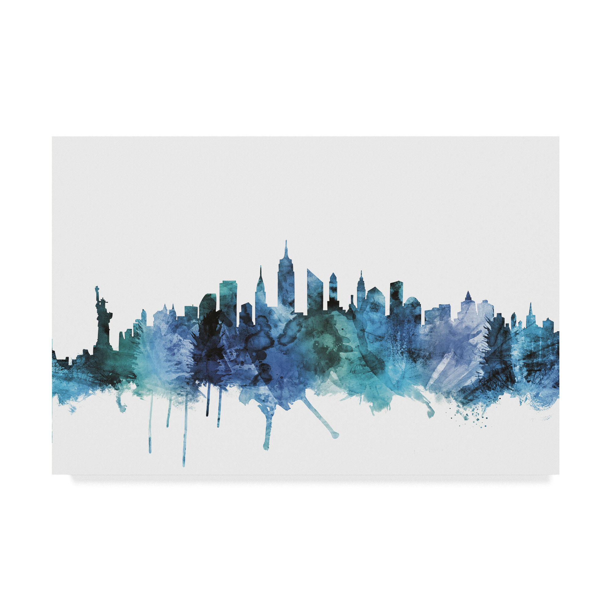 Wrought Studio New York City Blue Teal Skyline Graphic Art Print On Wrapped Canvas