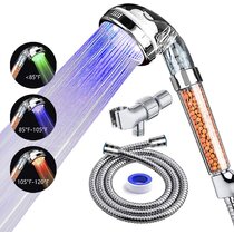 3 Colors Changing LED Light Shower Head Handheld Boosting Filtration Water Head 