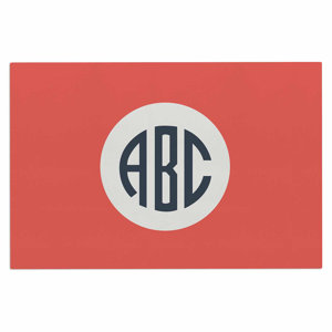 'Classic Red Circle Monogram' Digital Illustration Decorative Doormat
