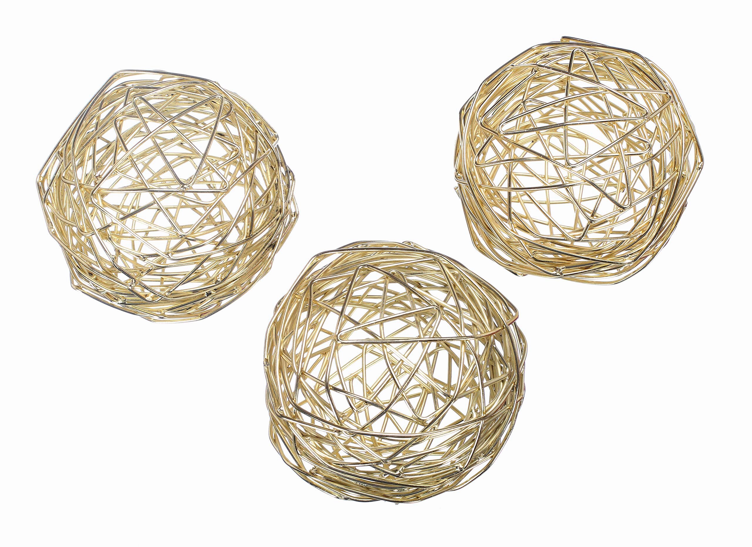 Themed Party Aromatherapy Accessories White Metal Band Decorative Dining Ball Set of 3 Geometric Sculptures Dining/Coffee Table Centerpiece for Wedding Table Decoration Baby Shower 4.5 Inches 