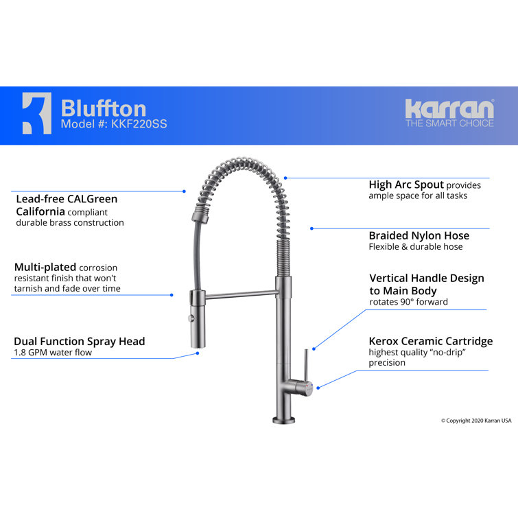 Karran All In One Drop-In Quartz Composite 33 In. 1-Hole Single Bowl  Kitchen Sink In Black With Faucet KKF220 In Stainless Steel