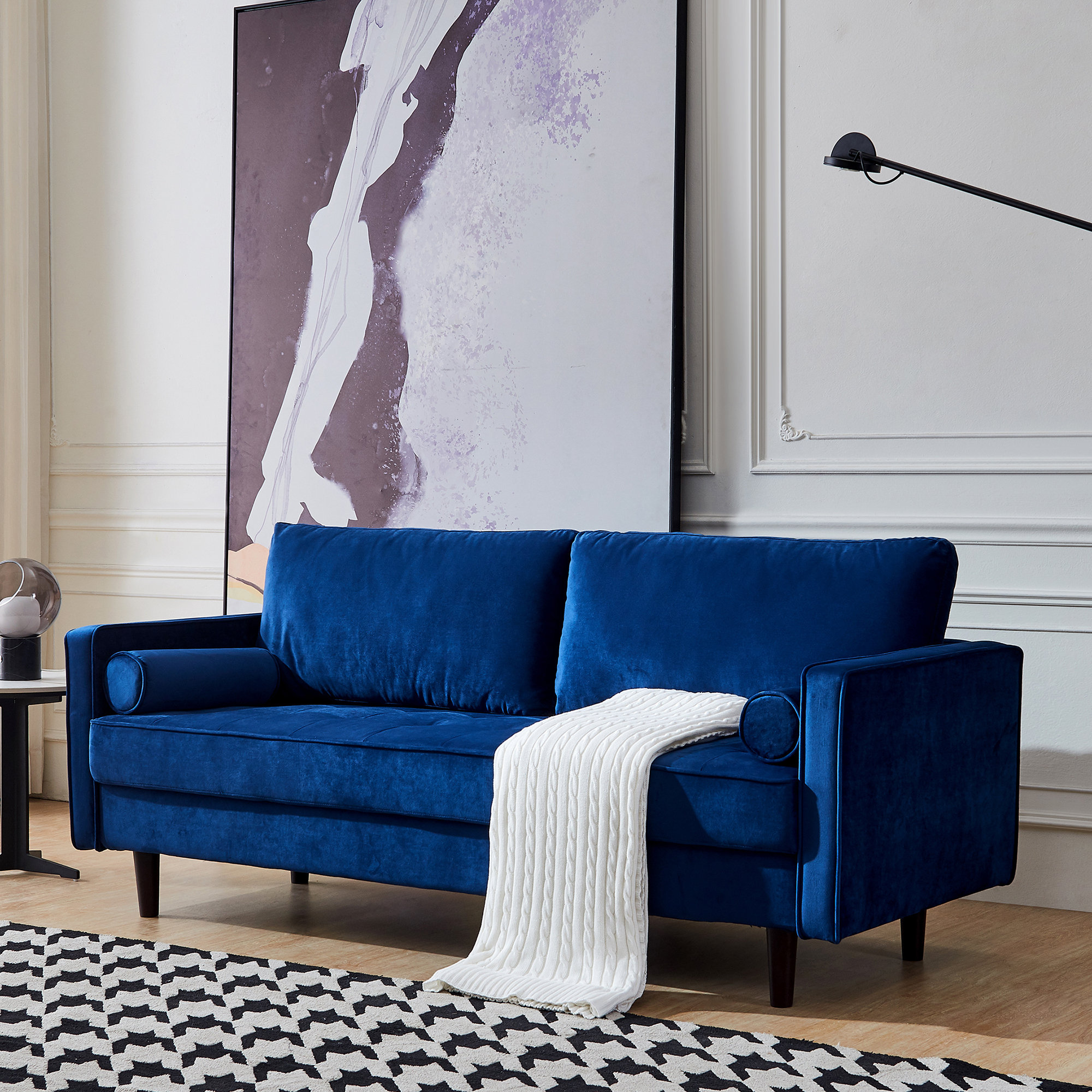Corrigan Studio Denson Velvet 76 Square Arm Sofa