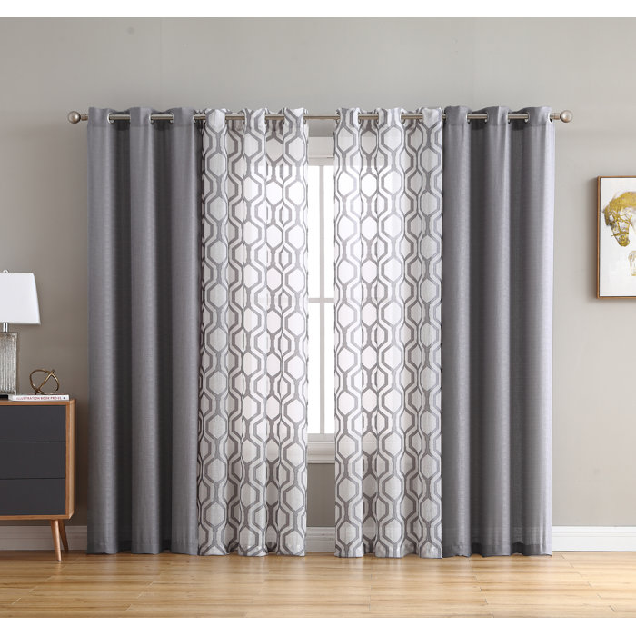 Estevao Solid Semi Sheer Curtain Panels Estevao Solid Semi Sheer Curtain Panels