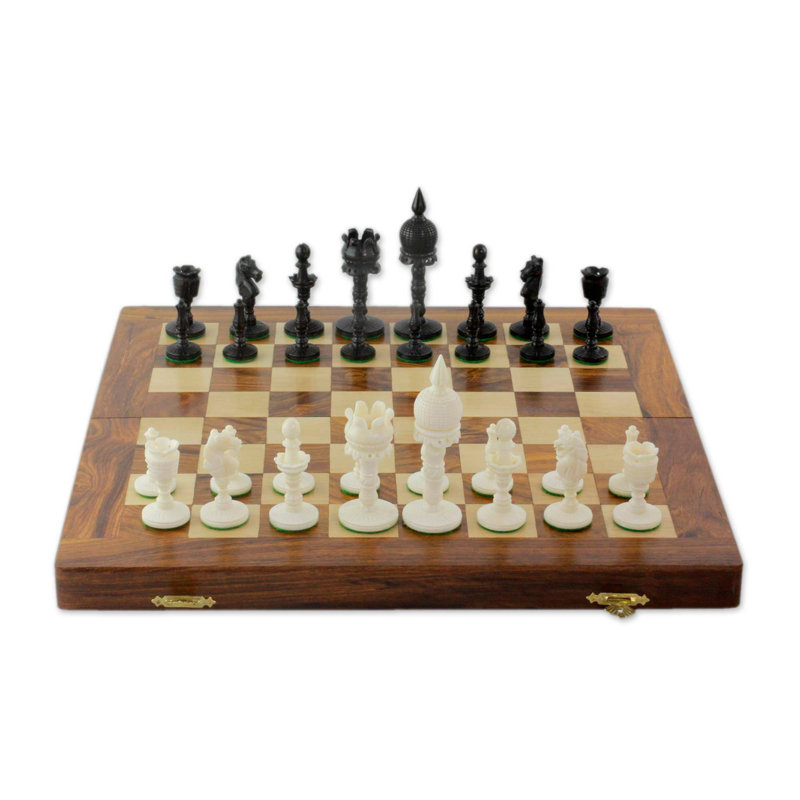 Union Rustic Towle Castles Clash Bone And Wood Travel Chess Set Wayfair