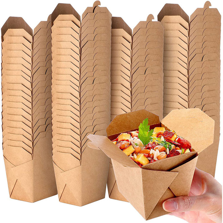 Delman Take Out Food Containers 16 Oz Chinese Takeout Box Stackable To Go Containers Disposable Kraft Brown Paper Boxes For Food Leak And Grease Resistant Cardboard Food Containers For Catering Wayfair